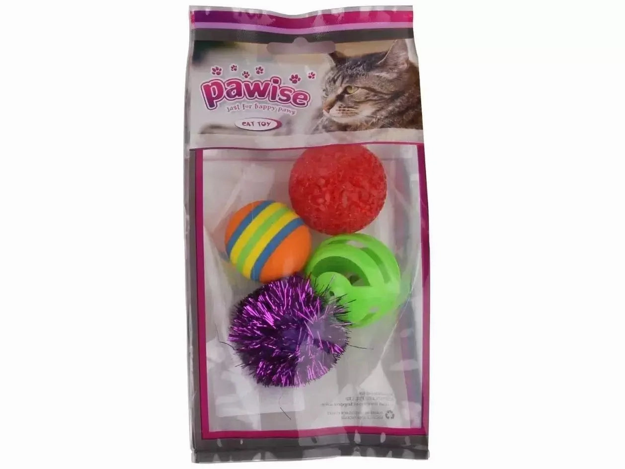PAWISE 4pk cat ball toy