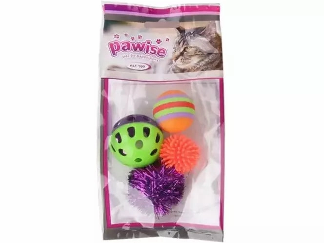 PAWISE 4pk cat ball toy