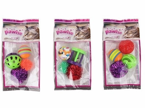 PAWISE 4pk cat ball toy