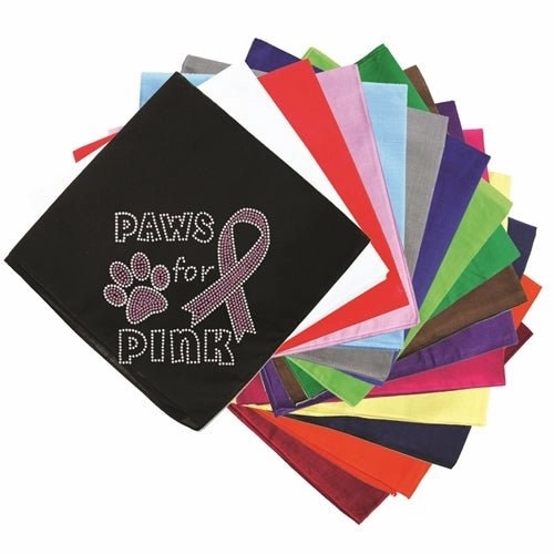 Paws for Pink Rhinestones Bandana - Many Colors