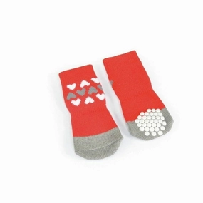 Pet socks -red- 3hearts- XL - size 4