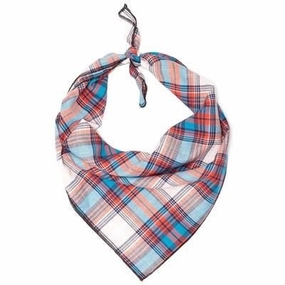 Plaid Bandana - Cornflower Blue And Red