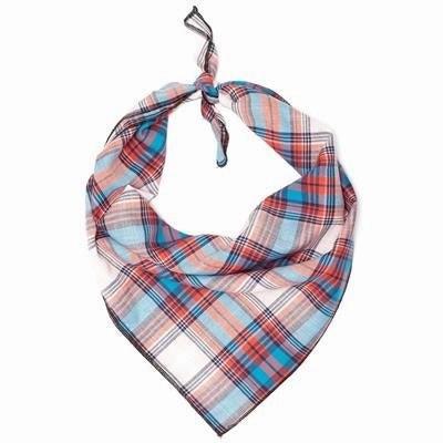 Plaid Bandana - Cornflower Blue And Red