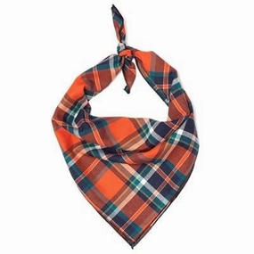 Plaid Bandana - Orange And Navy