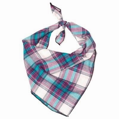 Plaid Bandana - Teal And Purple
