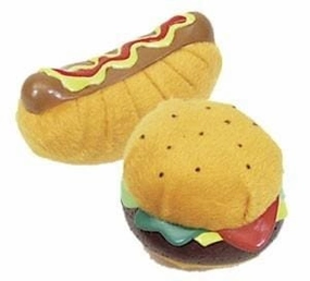 Plush Hot Dog or Hamburger Dog Toy