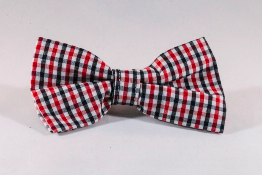 Preppy Black and Red Gingham Georgia Bulldogs Dog Bow Tie Collar