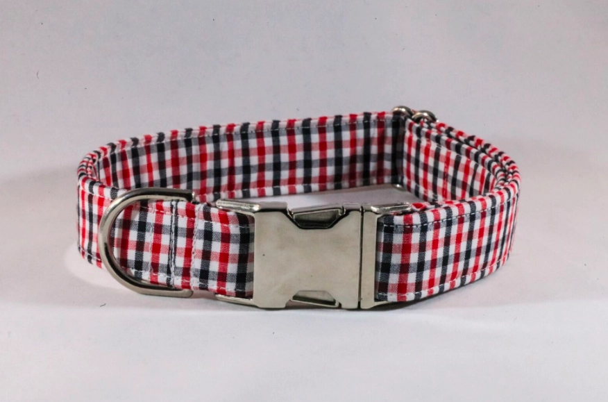 Preppy Black and Red Gingham Girl Dog Georgia Bulldogs Flower Bow Tie Collar