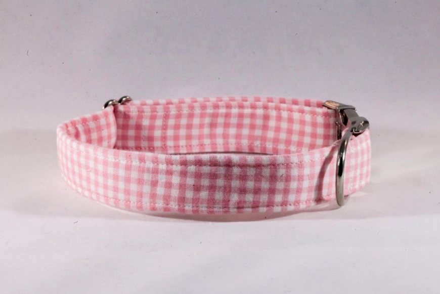 Preppy Pink Gingham Bow Tie Dog Collar