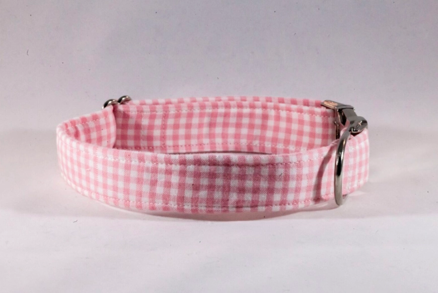 Preppy Pink Gingham Girl Bow Tie Dog Collar