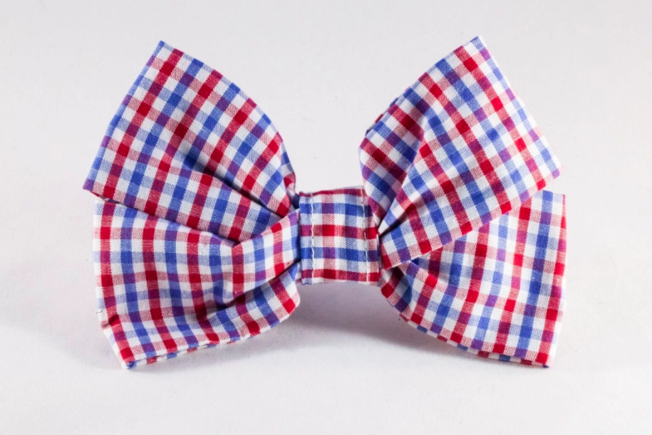 Preppy Red White and Blue Gingham Girl Dog Bow Tie Collar, Ole Miss Rebels