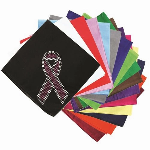 Ribbon Pink with Clear Rhinestones Bandana - Many Colors