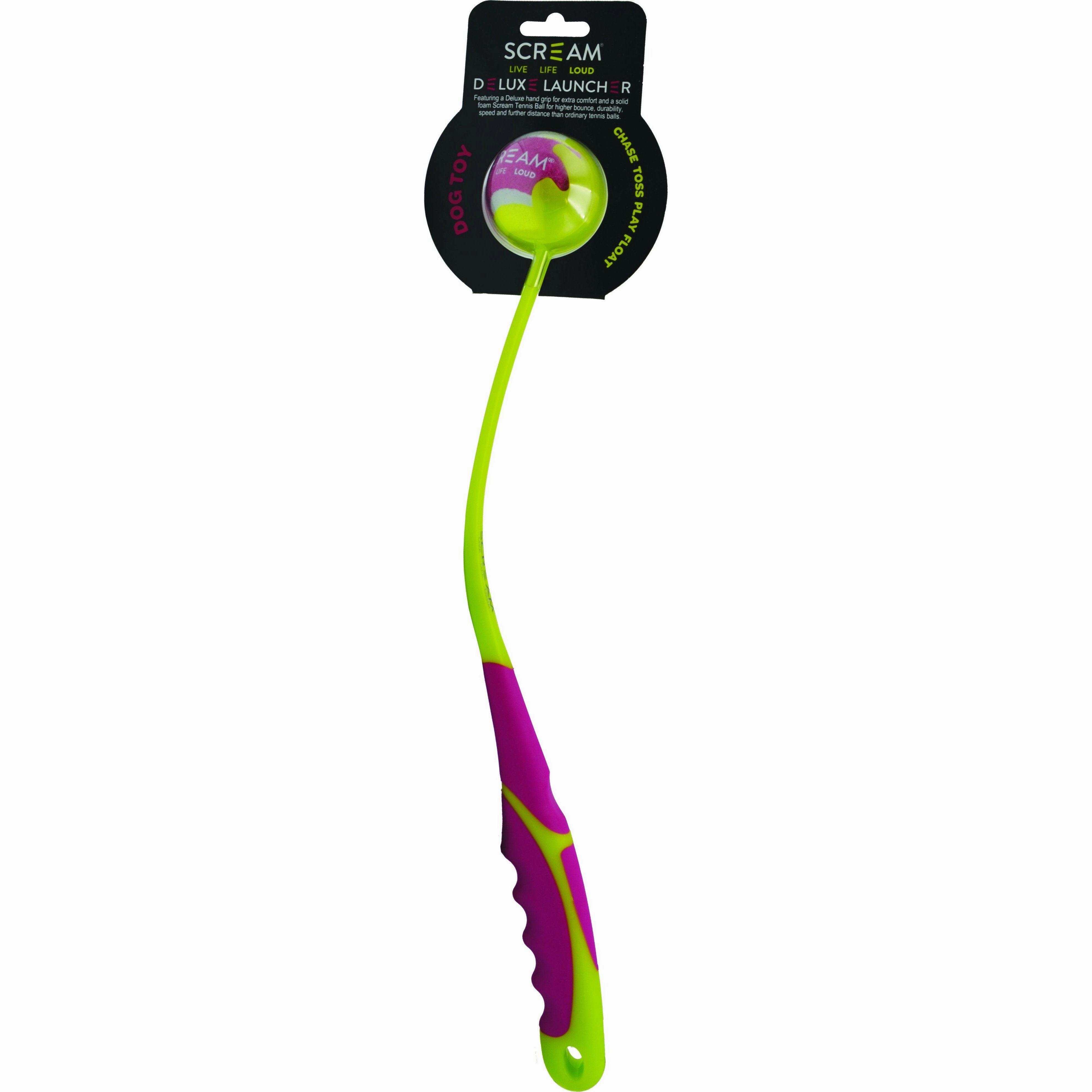 Scream Deluxe Ball Launcher Small Pink and Green Dog Toy ($)($)