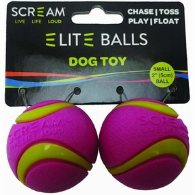 Scream Elite Ball Small Green and Pink Dog Toy 2 Pack ($)($)