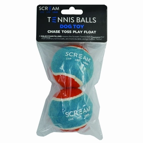 Scream Tennis Balls Medium Blue and Orange Dog Toy 2 Pack ($)($)