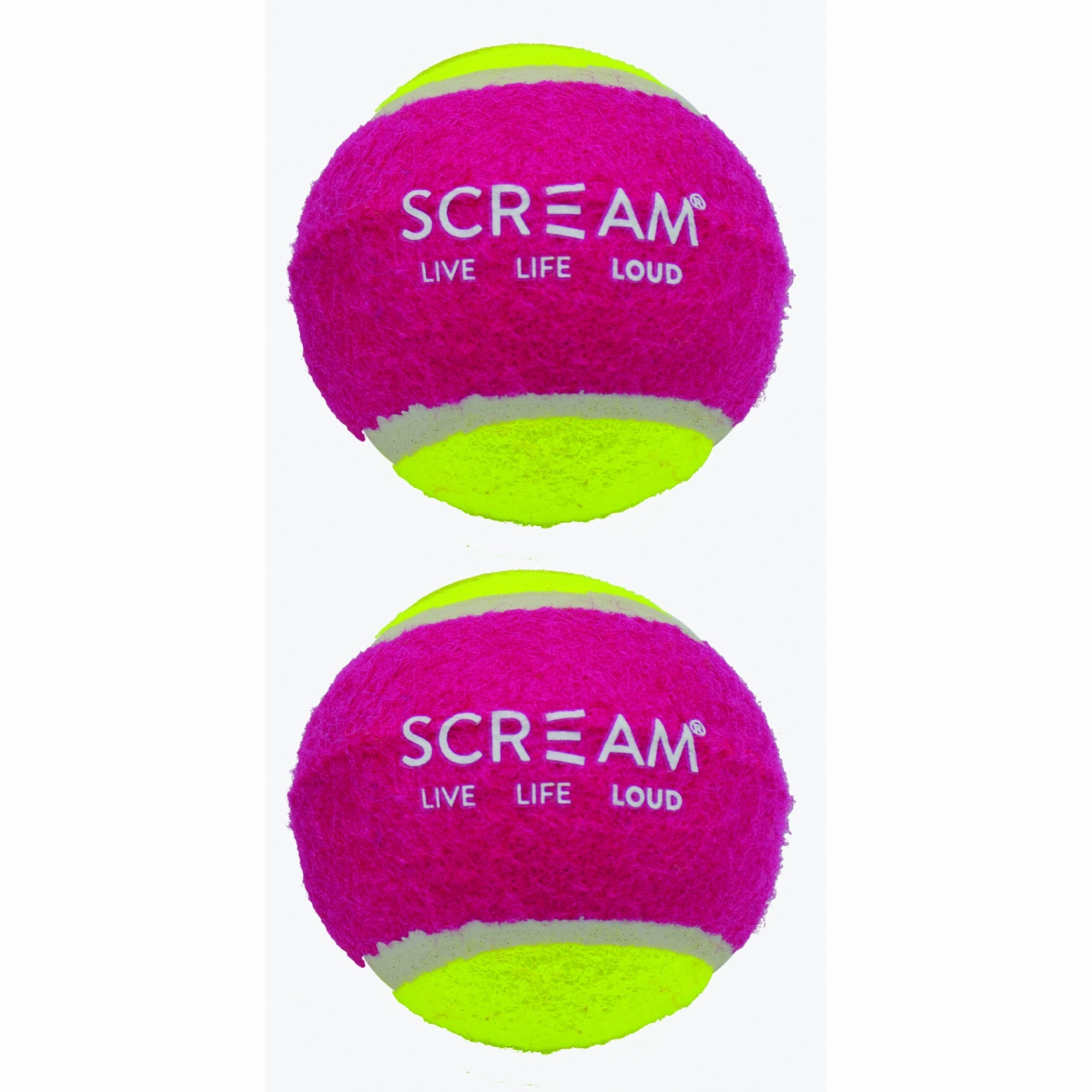 Scream Tennis Balls Medium Pink and Green Dog Toy 2 Pack ($)($)