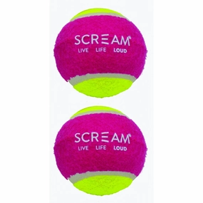 Scream Tennis Balls Medium Pink and Green Dog Toy 2 Pack ($)($)