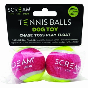 Scream Tennis Balls Small Pink and Green Dog Toy 2 Pack ($)($)