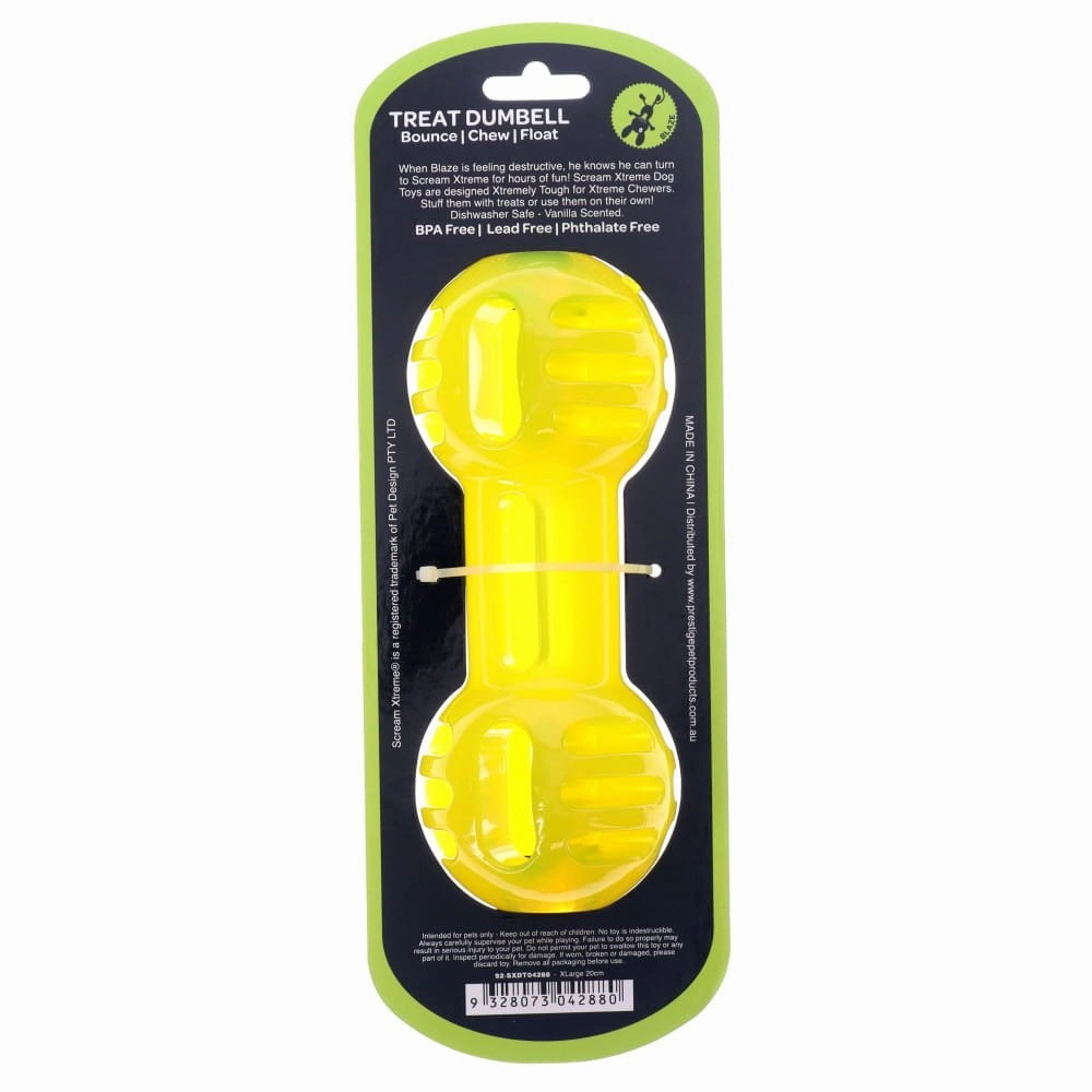 Scream Xtreme Treat Dumbbell Dog Toy Green Extra Large ($)($)