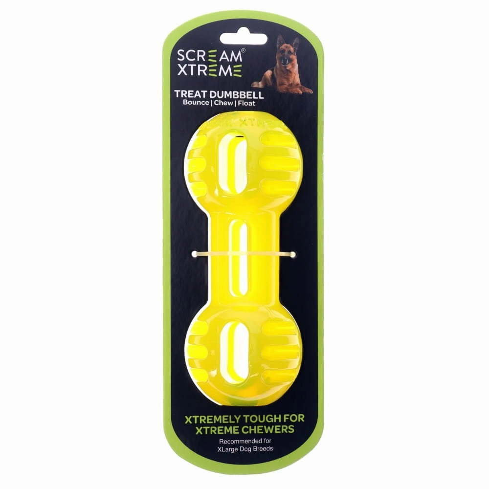 Scream Xtreme Treat Dumbbell Dog Toy Green Extra Large ($)($)