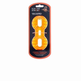 Scream Xtreme Treat Dumbbell Dog Toy Orange Medium/Large ($)($)