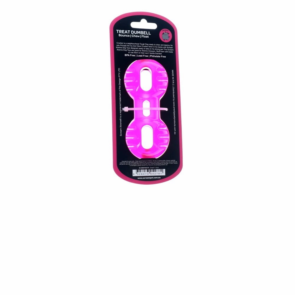 Scream Xtreme Treat Dumbbell Dog Toy Pink Small ($)($)