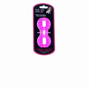 Scream Xtreme Treat Dumbbell Dog Toy Pink Small ($)($)