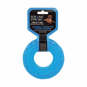 Scream Xtreme Treat Tyre Medium/Large Blue Dog Toy ($)($)