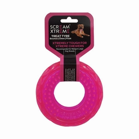 Scream Xtreme Treat Tyre Medium/Large Pink Dog Toy ($)($)