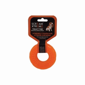 Scream Xtreme Treat Tyre Small Orange Dog Toy ($)($)