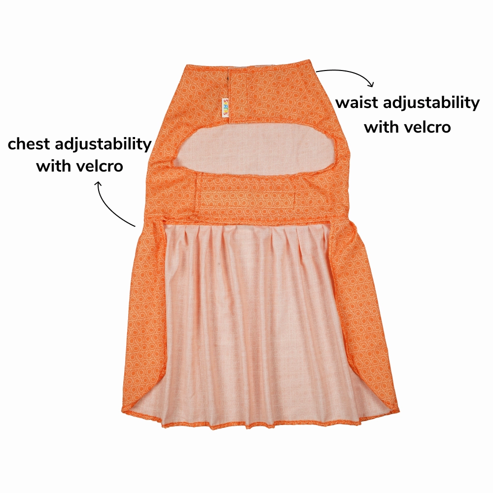 Skatrs Marigold Mandala Printed Dress for Dogs and Cats (Orange)