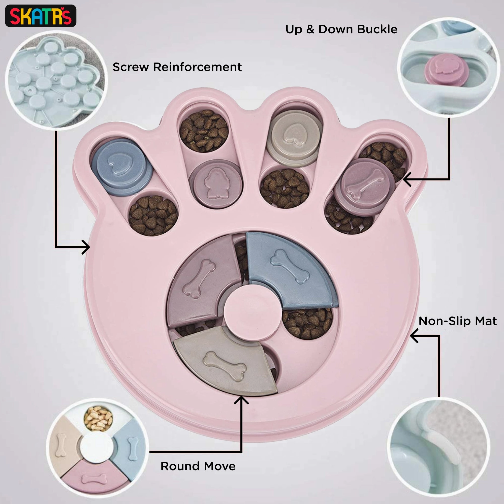 Skatrs Treat Hider Toy for Dogs and Cats (Pink)