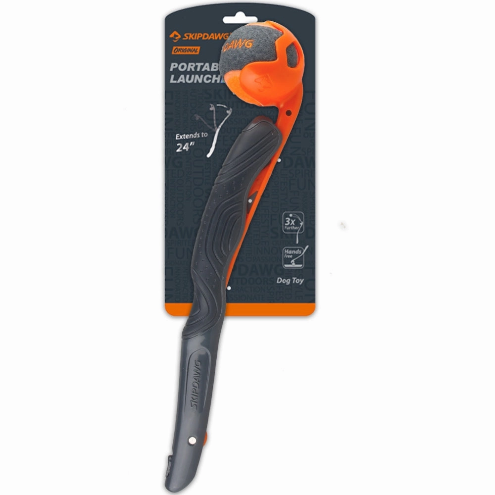 SkipDawg Foldable Ball Launcher With Tennis Ball Dog Toy