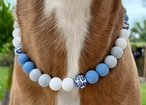 Snow Leopard Beaded Pet Collar