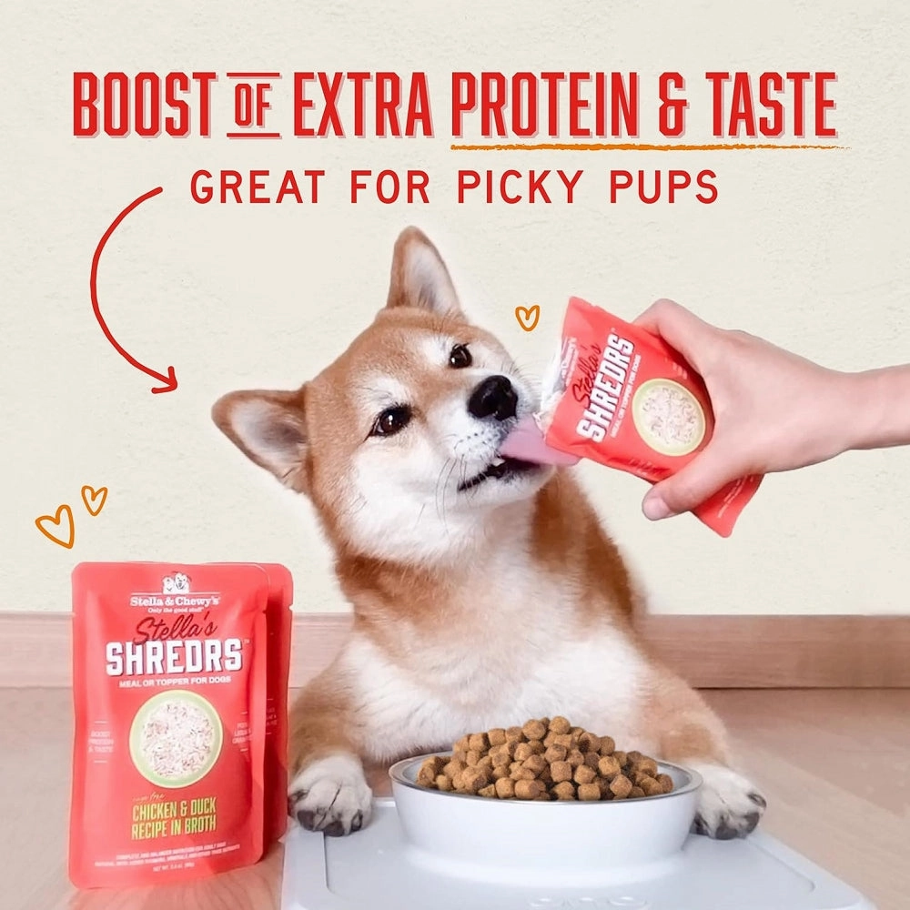 Stella's Shredrs Chicken & Chicken Liver Recipe in Broth Dog Pouch