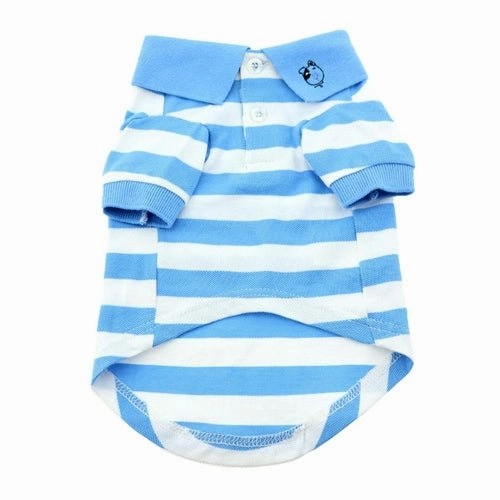 Striped Dog Polos - Blue Niagara and White