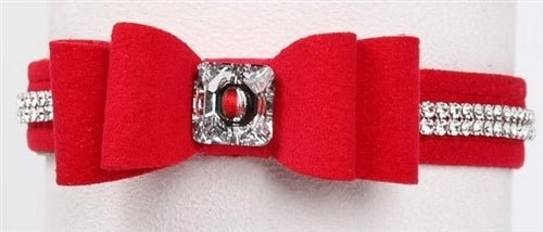 Susan Lanci 2 Rows Giltmore Crystals Big Bow 5/8" Collar in Many Colors