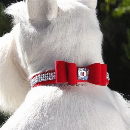 Susan Lanci 3 Rows Giltmore Crystals Big Bow 5/8" Collar - Many Colors