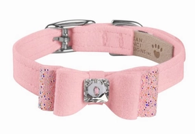 Susan Lanci AB Crystal Stellar Big Bow Collar in Puppy Pink