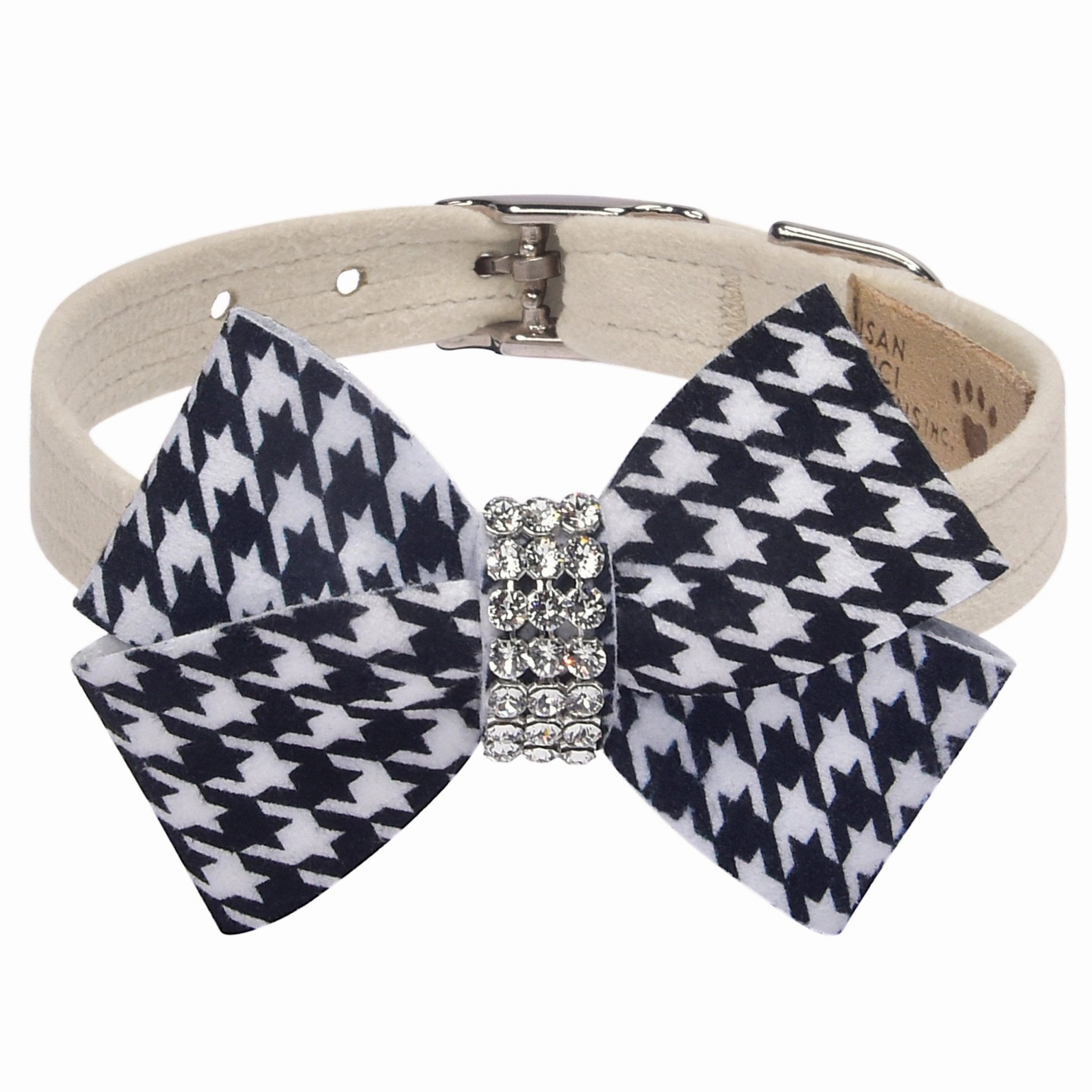 Susan Lanci Black and White Houndstooth Nouveau Bow Collar in Many Colors
