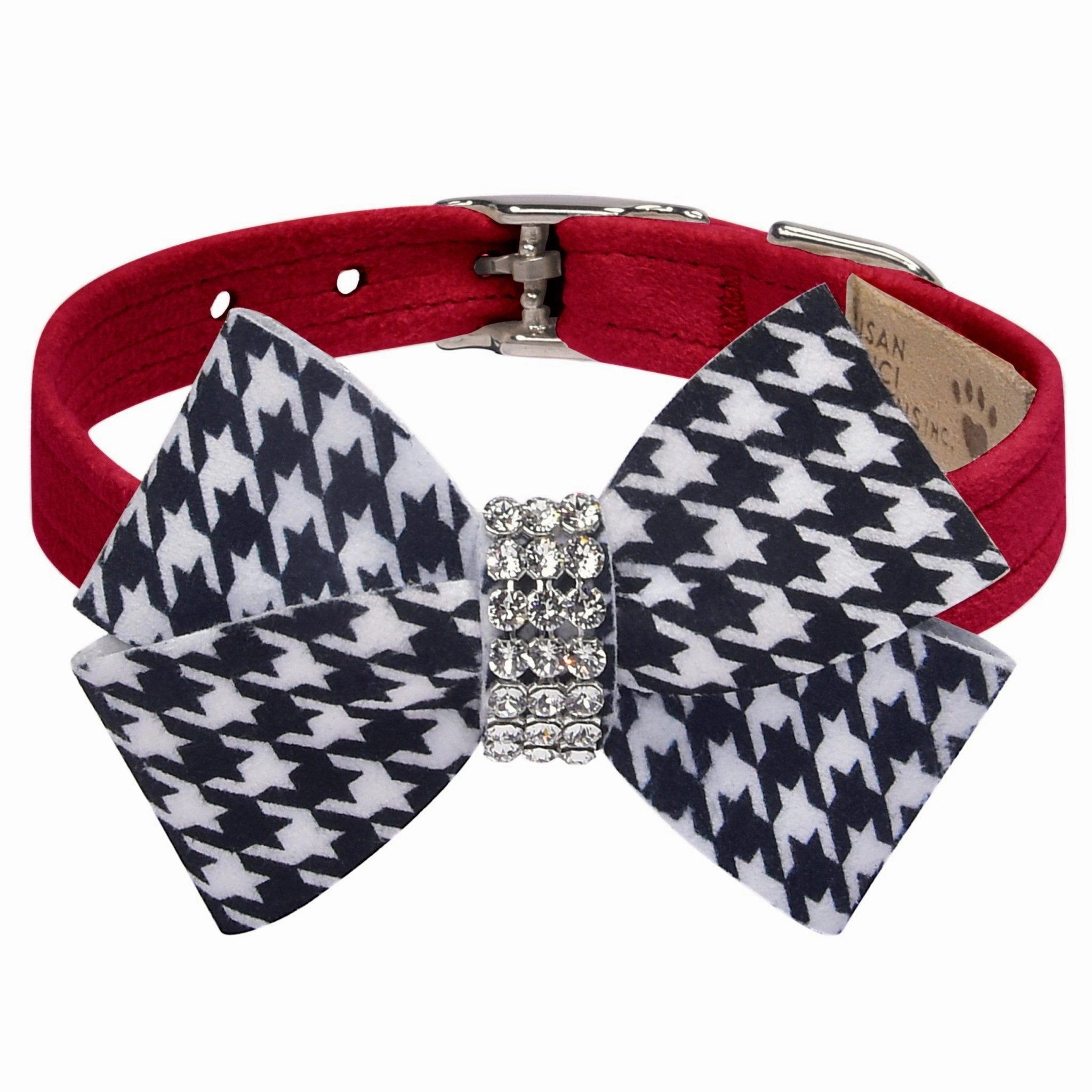 Susan Lanci Black and White Houndstooth Nouveau Bow Collar in Many Colors
