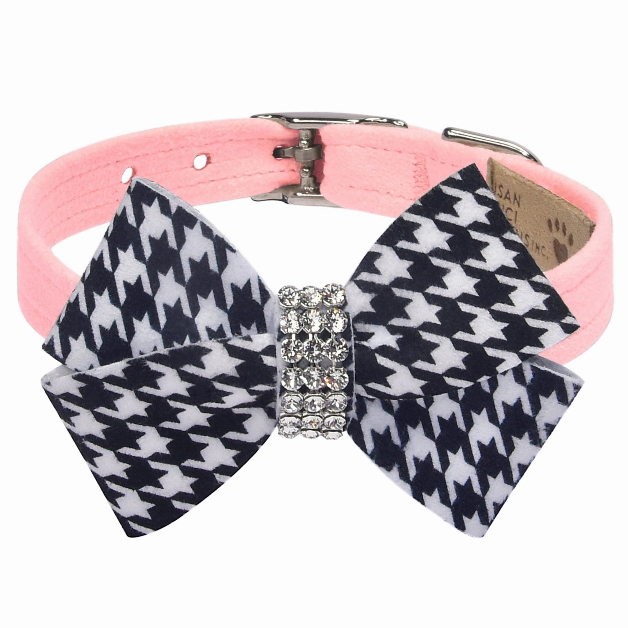 Susan Lanci Black and White Houndstooth Nouveau Bow Collar in Many Colors