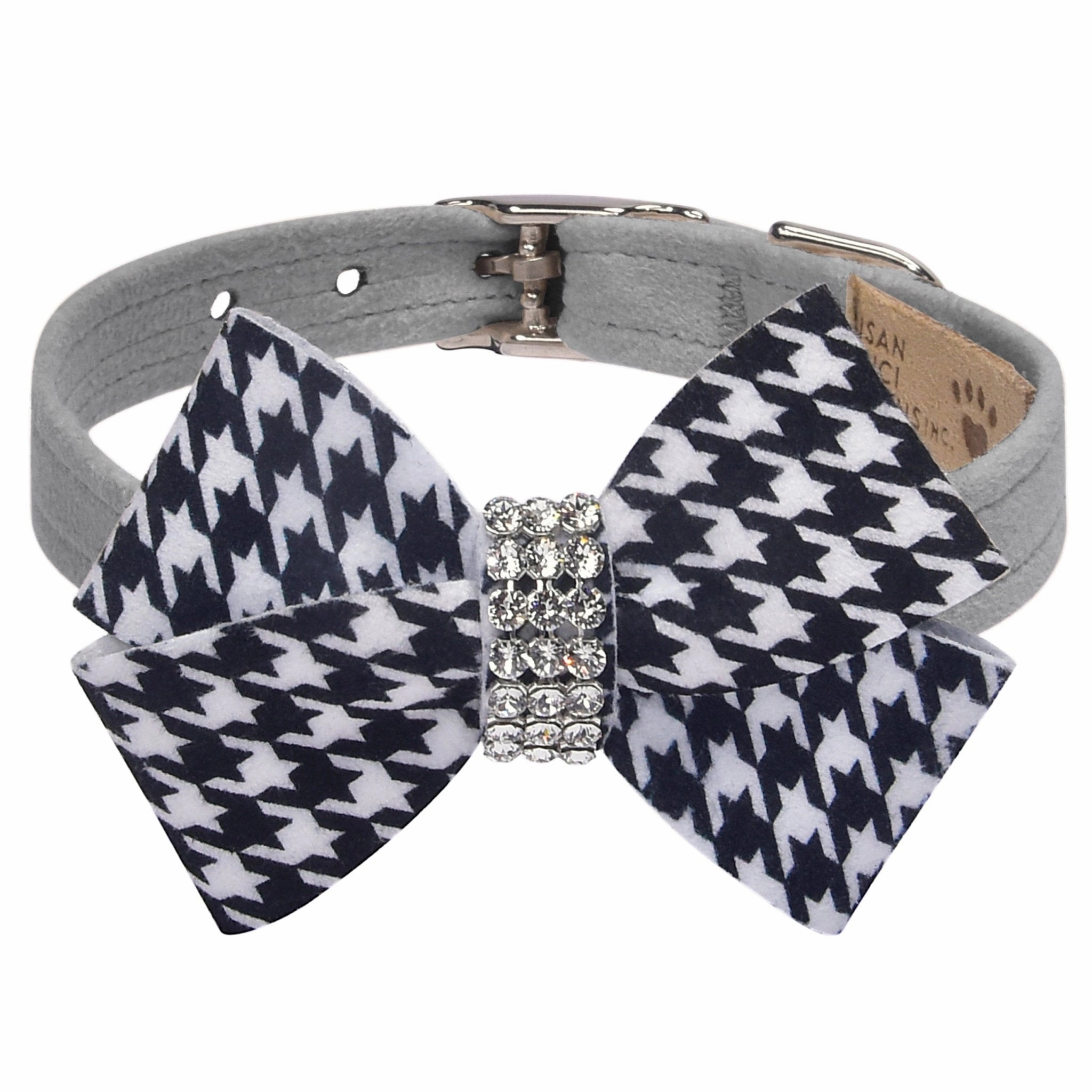 Susan Lanci Black and White Houndstooth Nouveau Bow Collar in Many Colors