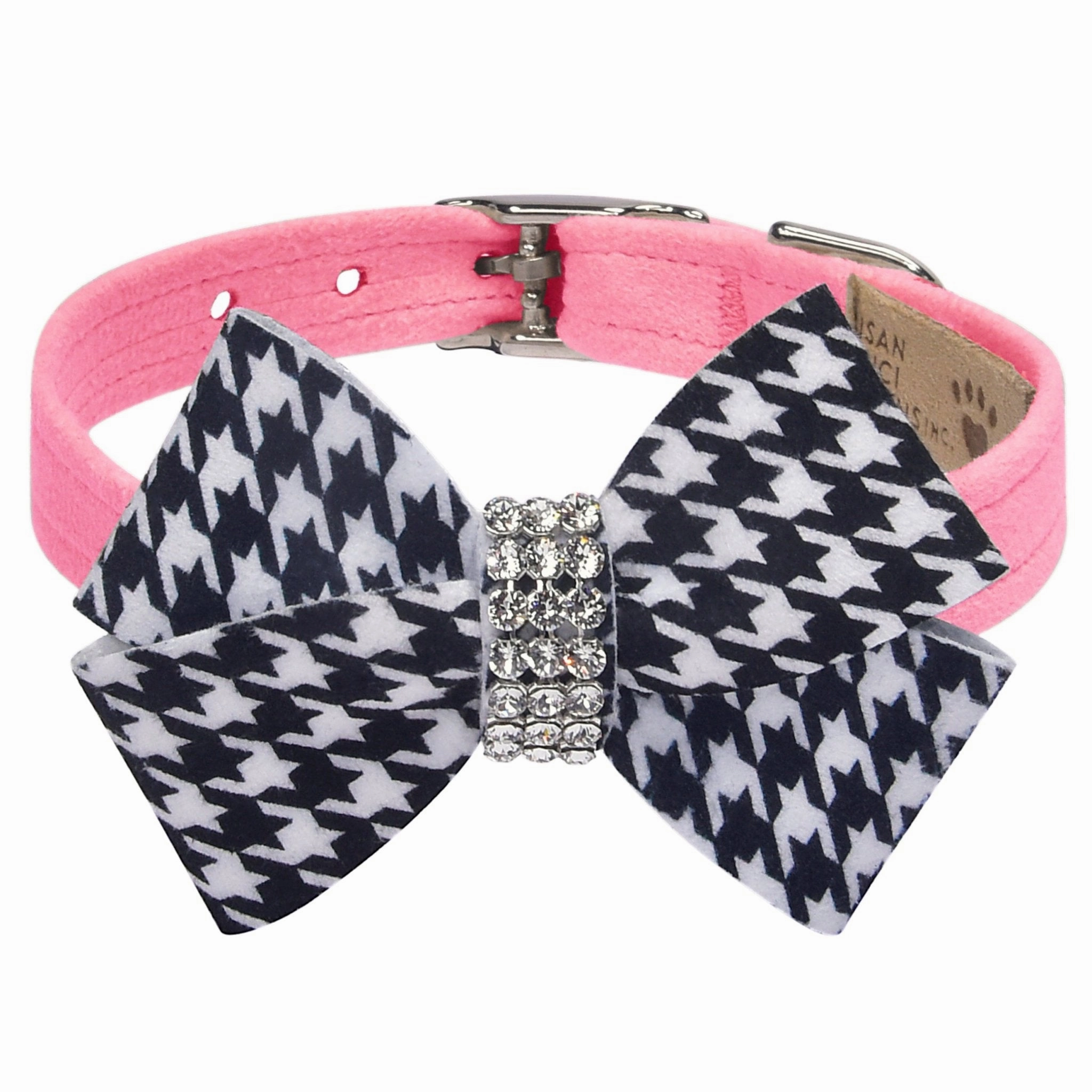 Susan Lanci Black and White Houndstooth Nouveau Bow Collar in Many Colors