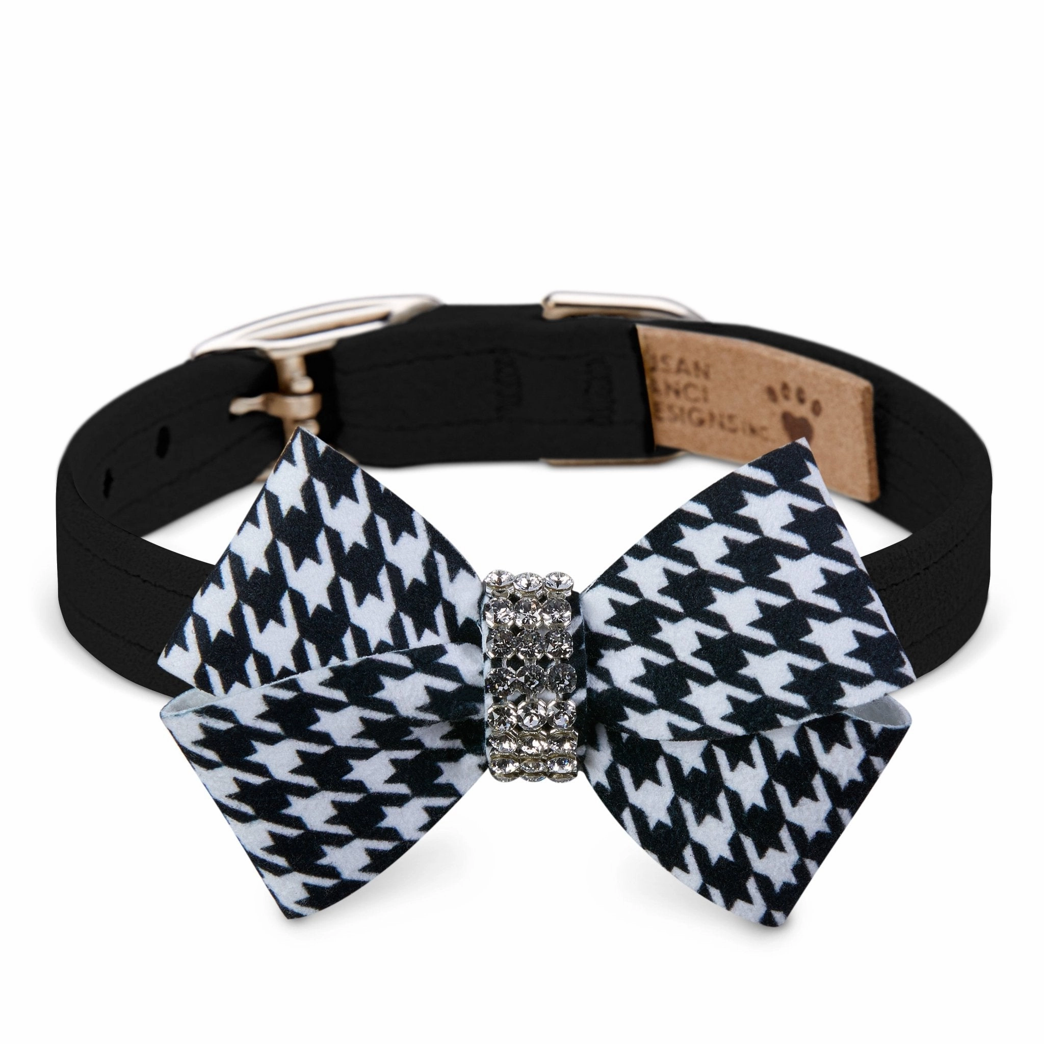 Susan Lanci Black and White Houndstooth Nouveau Bow Collar in Many Colors