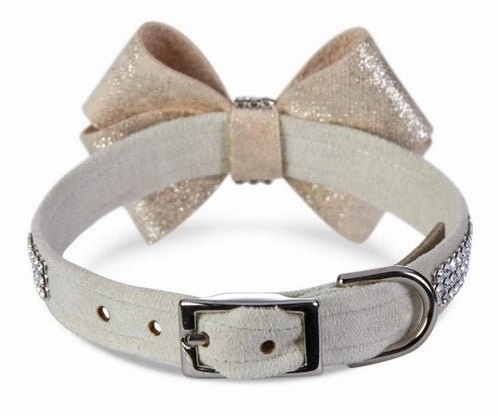 Susan Lanci Champagne Glitzerati Nouveau Bow 3 Row Giltmore Collar