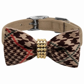 Susan Lanci Chocolate Glen Houndstooth Bow Tie Collar