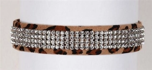 Susan Lanci Crystal 4 Row Giltmore 5/8" Ultrasuede Collars in Many Colors