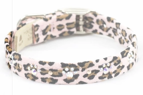 Susan Lanci Crystal Paw Collar in Pink Cheetah
