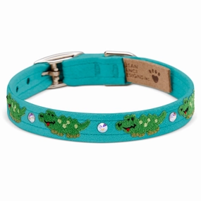 Susan Lanci Embroidered Green Alligators with Crystals Collar in Many Colors